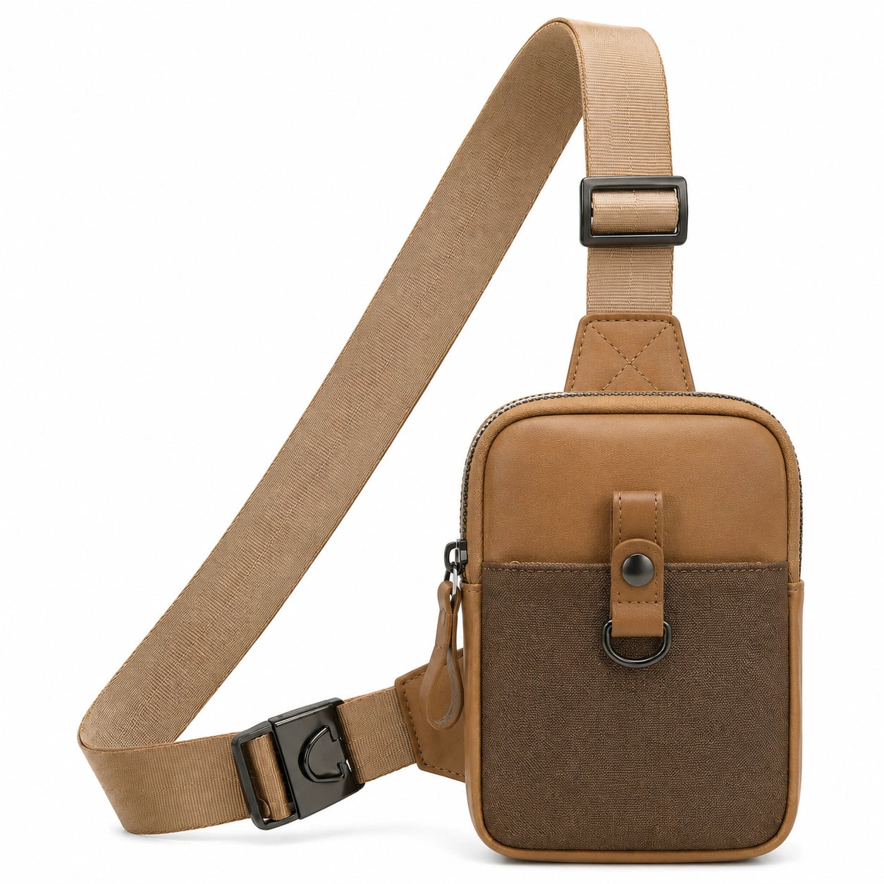 Borsa a tracolla 16 x 6 x 23 cm in similpelle marrone con tasca frontale