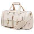 Borsone da viaggio 50 cm in materiale sintetico beige con tracolla regolabile e tasche esterne