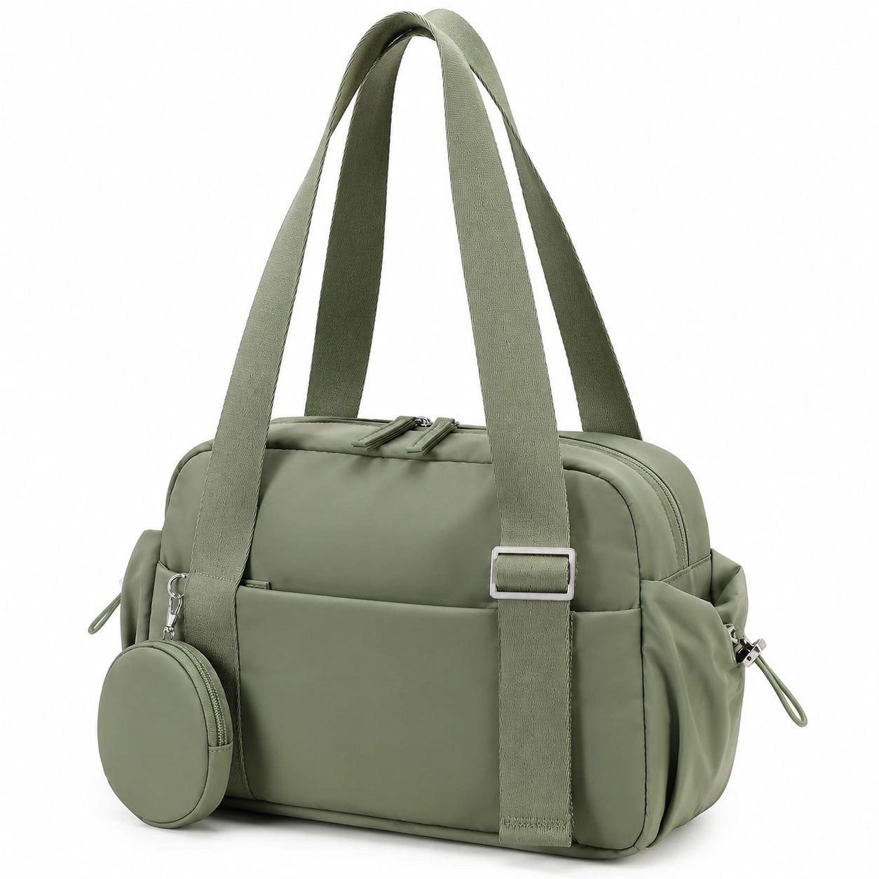 Borsa da palestra 45 x 22 x 30 cm in poliestere verde con tasche e tracolla regolabile