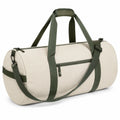 Borsone cilindrico 50 cm in tessuto beige e verde per sport e viaggio con tracolla