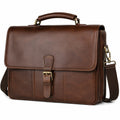 Borsa portadocumenti 40 cm in pelle marrone con tracolla - stile professionale