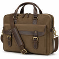 Borsa portadocumenti 42 x 12 x 32 cm in tessuto marrone con dettagli effetto pelle a tracolla
