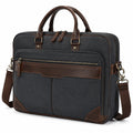 Borsa portadocumenti 42 cm in tessuto grigio scuro con inserti marroni stile business