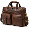 Borsa da lavoro 42 x 12 x 32 cm in pelle marrone con tracolla e tasche