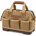 Borsa portautensili 40 x 22 x 30 cm in tela beige e marrone con zip e tasche esterne