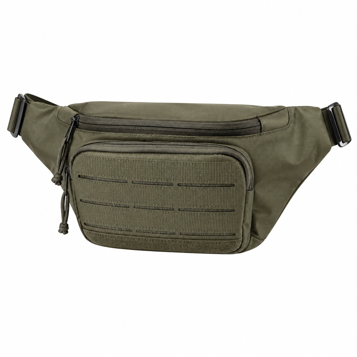Marsupio 35 cm in nylon verde oliva per uso quotidiano con tasche zip