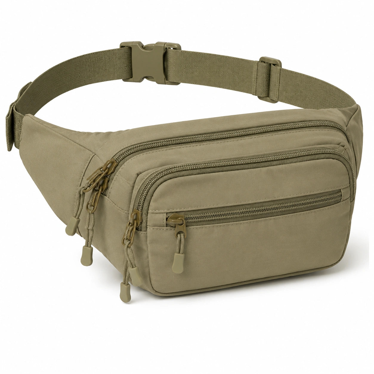 Marsupio 35 cm in tessuto verde oliva con tasche multiple per uso quotidiano