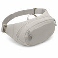 Marsupio compatto beige in tessuto sintetico con tasche con zip per uso quotidiano