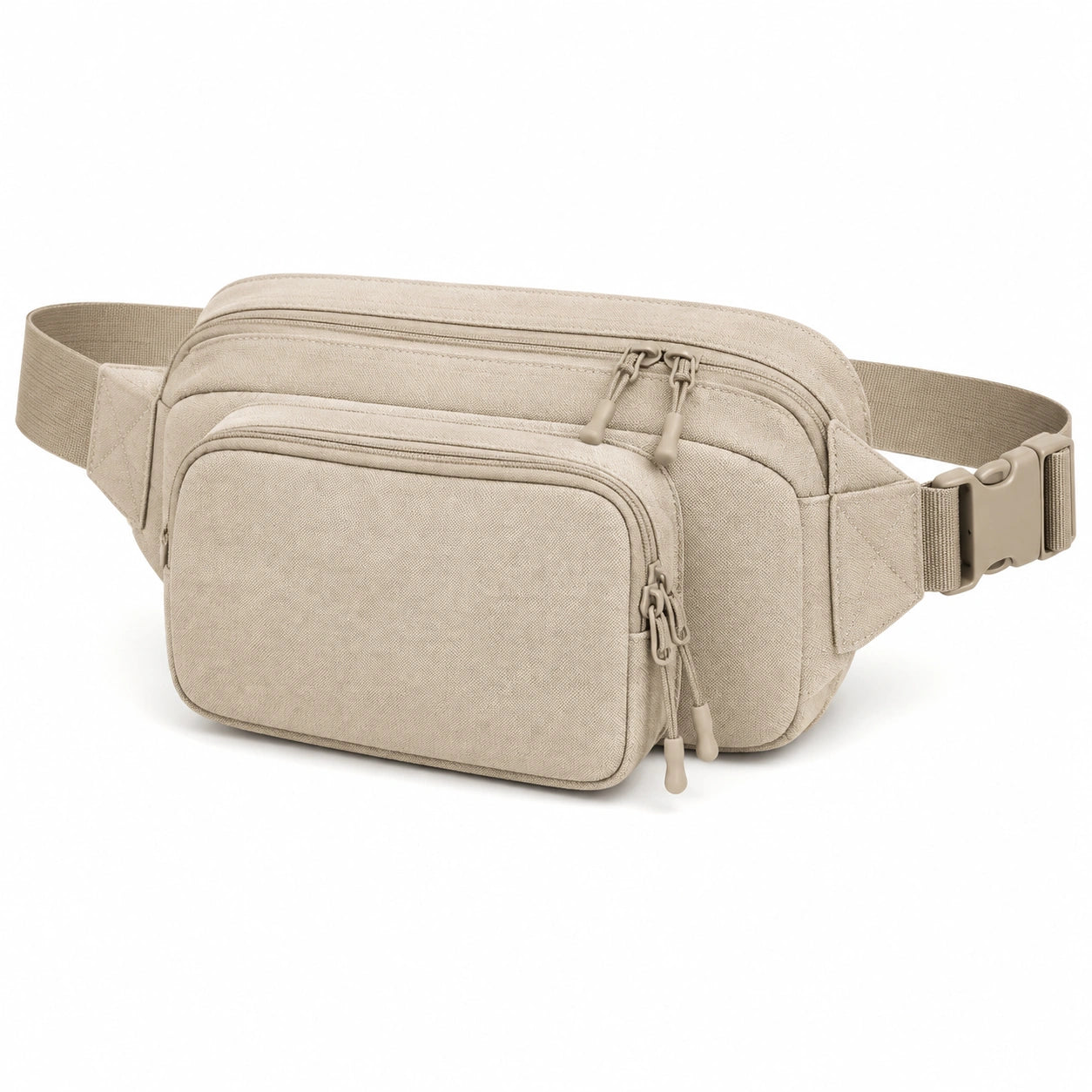 Marsupio 30 x 15 x 18 cm in tessuto beige - multitasche con cintura regolabile