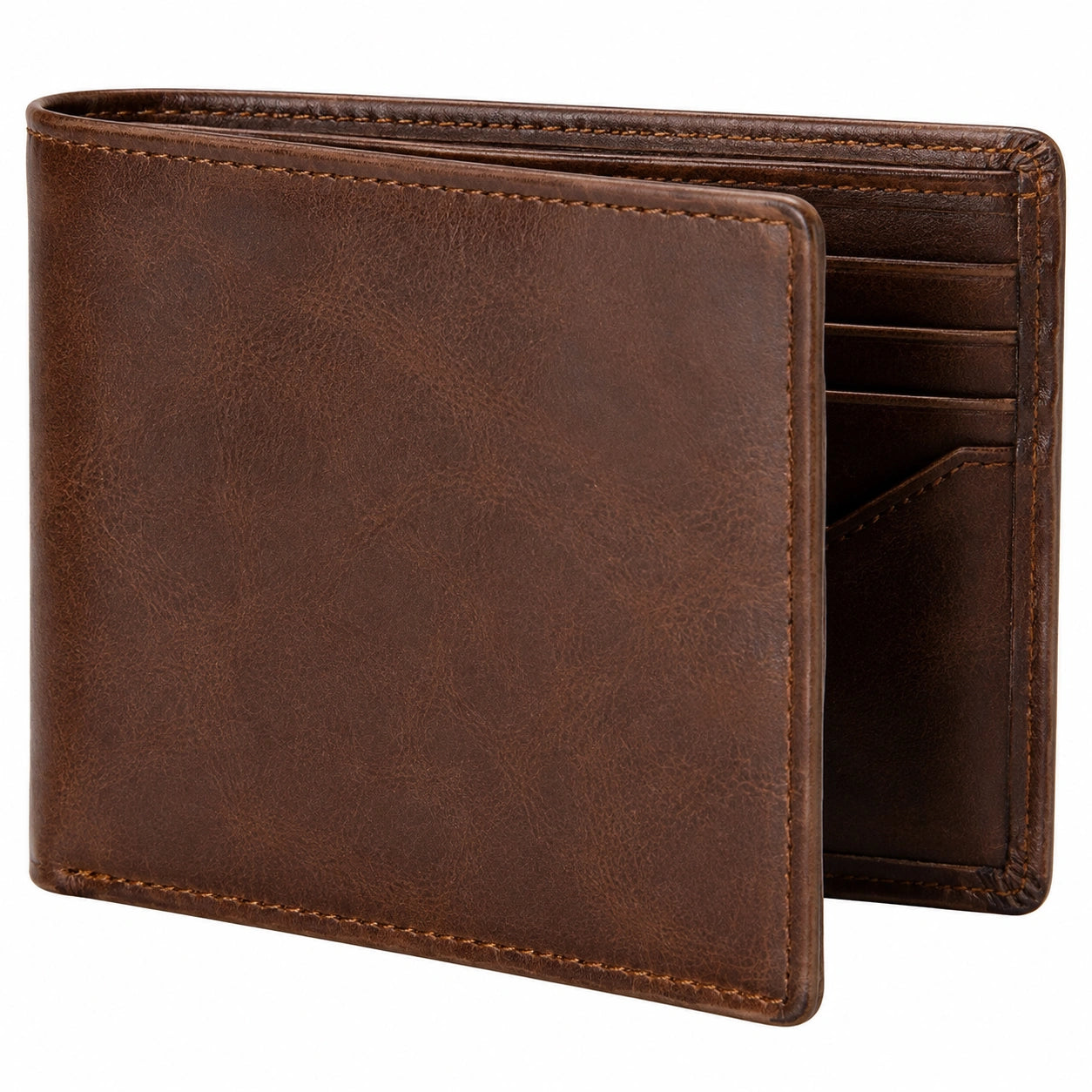 Portafoglio 12 x 9.5 cm in pelle marrone pieghevole con portacarte
