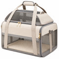 Trasportino per animali 48 x 30 x 32 cm in tessuto beige e grigio con rete traspirante