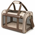 Trasportino per animali 50 cm in tessuto beige e marrone con rete pieghevole