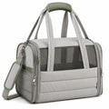 Borsa trasportino per animali 45 x 28 x 30 cm in poliestere grigio e verde con rete - da viaggio