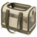 Trasportino per animali 45 x 28 x 30 cm in tessuto e rete beige/verde - ventilato con manici