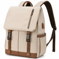 Zaino 30 x 16 x 42 cm in tessuto beige e marrone con tasche e spallacci imbottiti