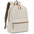 Zaino 42 x 30 x 15 cm in tessuto sintetico beige con tasca frontale per uso quotidiano
