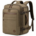 Zaino da viaggio 32 x 18 x 48 cm in tessuto kaki con tasche multiple
